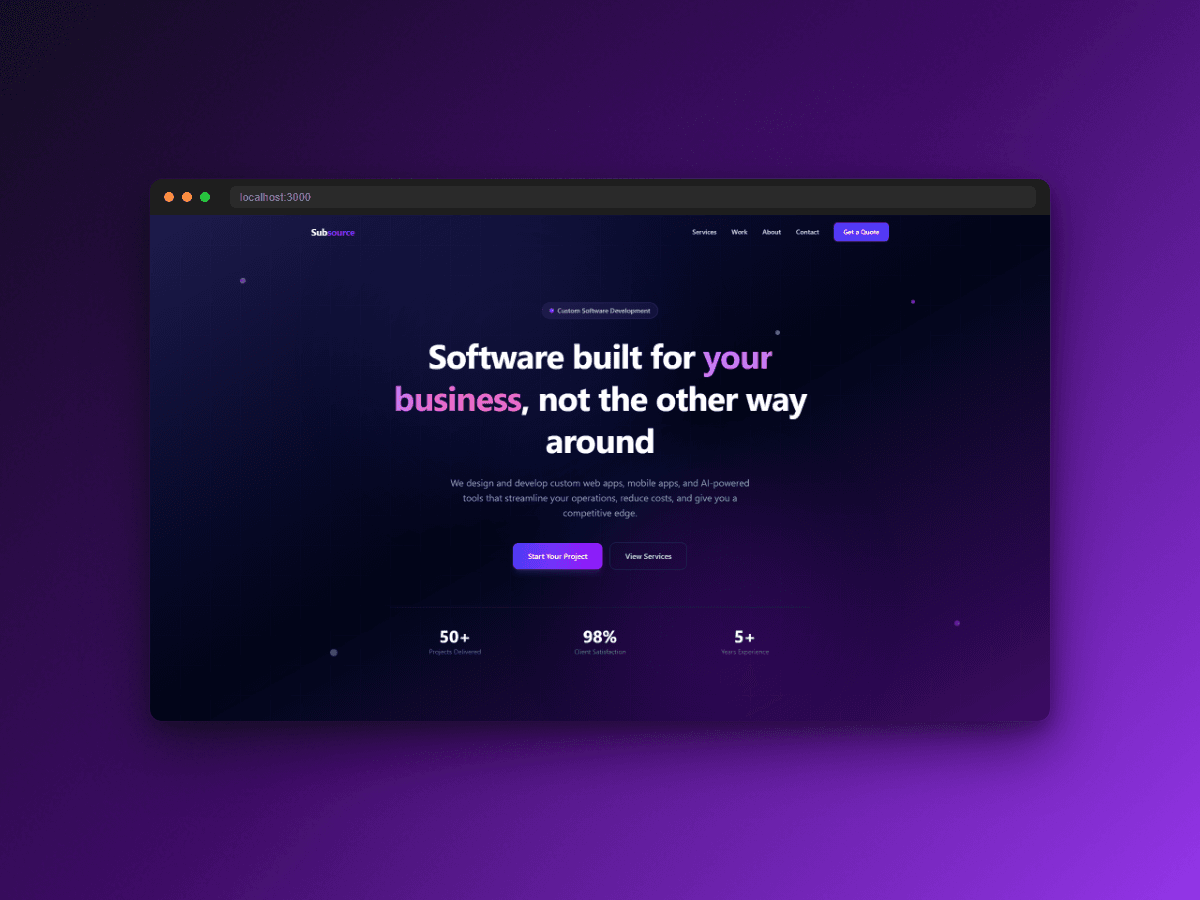 Subsource Custom Software: Software consultancy marketing site