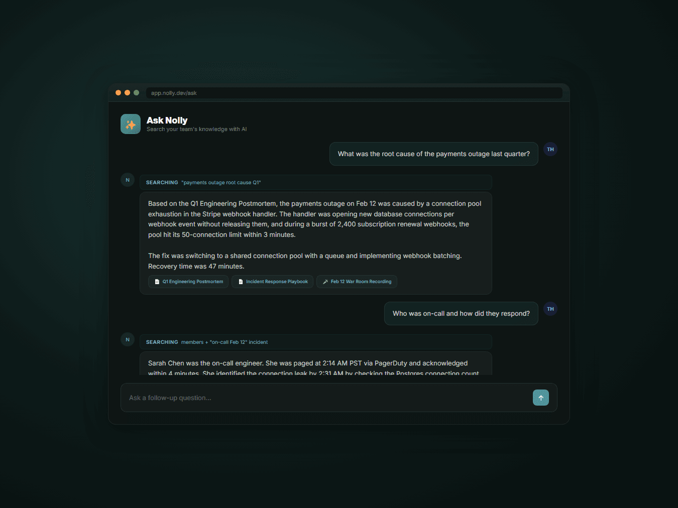 Nolly: Knowledge capture and transfer for teams